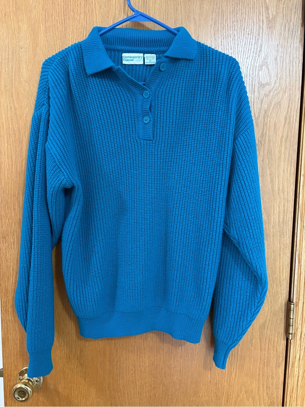 Women’s Teal Knit Polo Sweater baggy